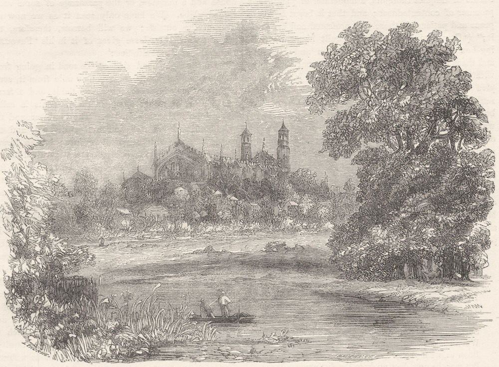 BERKSHIRE. Eton College, from Clewer 1850 old antique vintage print picture